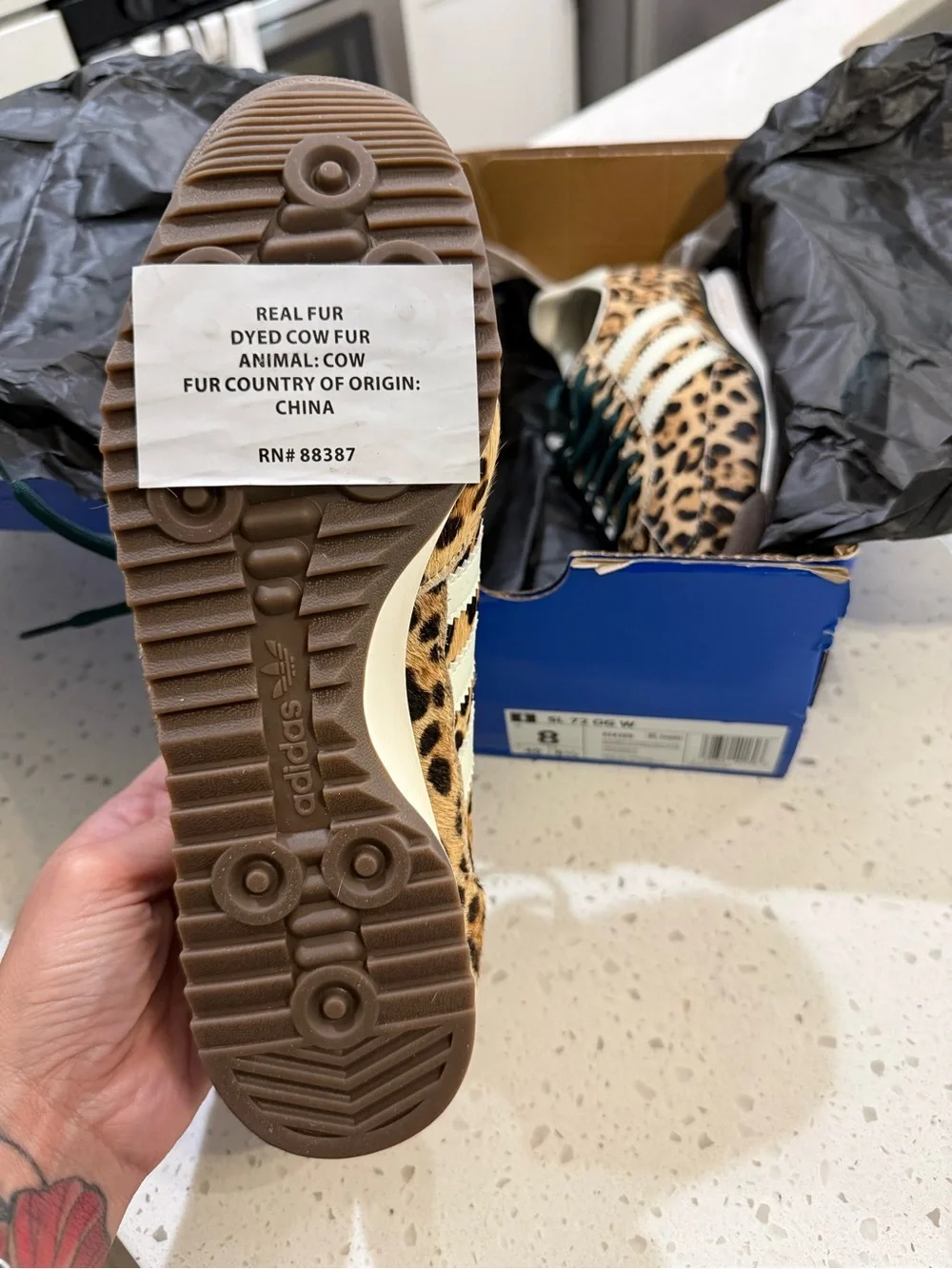 adidas Leopard-Print Women's Sneakers in Cream, Brown & Black 8 Women’s